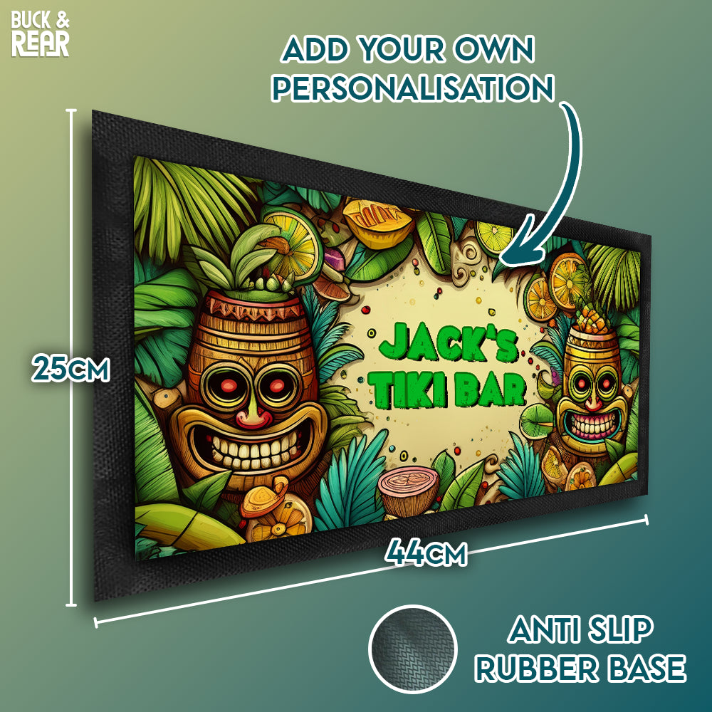Tiki bar mat personalised showing the details of the product