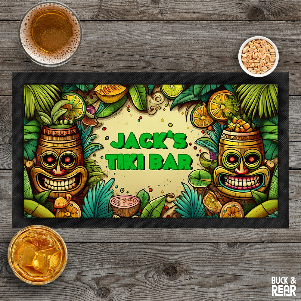 Tiki Bar Bar mat personalised with a name