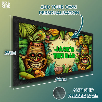 Tiki bar mat personalised showing the details of the product