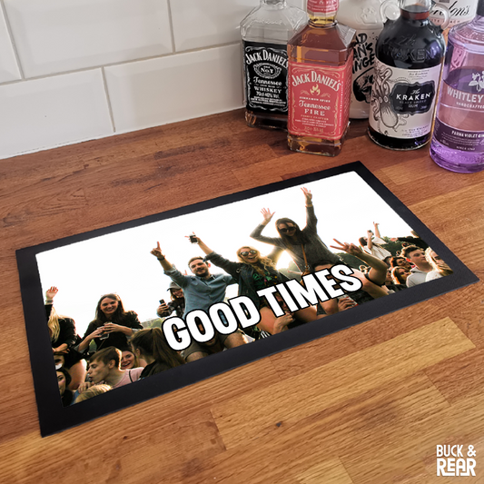 Personalised Photo bar mat on a counter top
