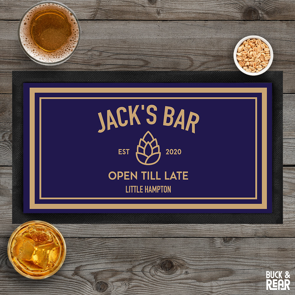Pine Cone Bar mat personalised with a name