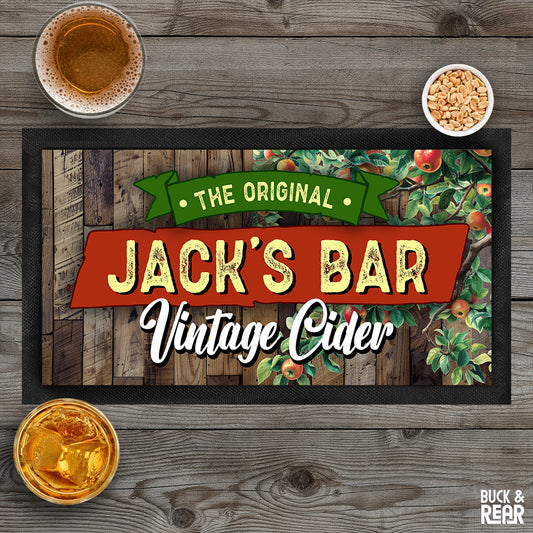 Vintage Cider Bar mat personalised with a name